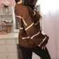 Oversized Striped Sweater - Brown