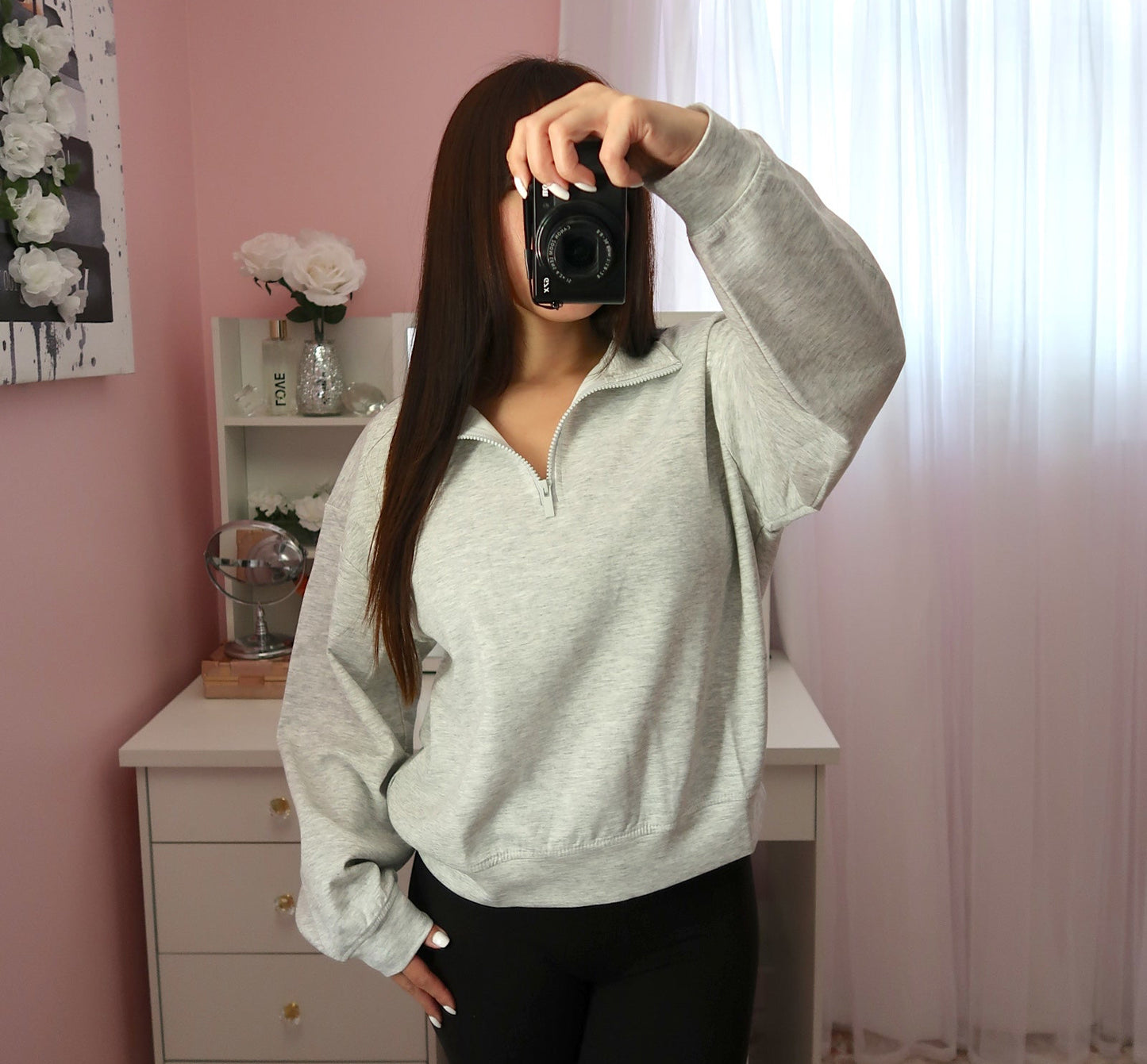 Everyday Half Zip Pullover - Light Grey