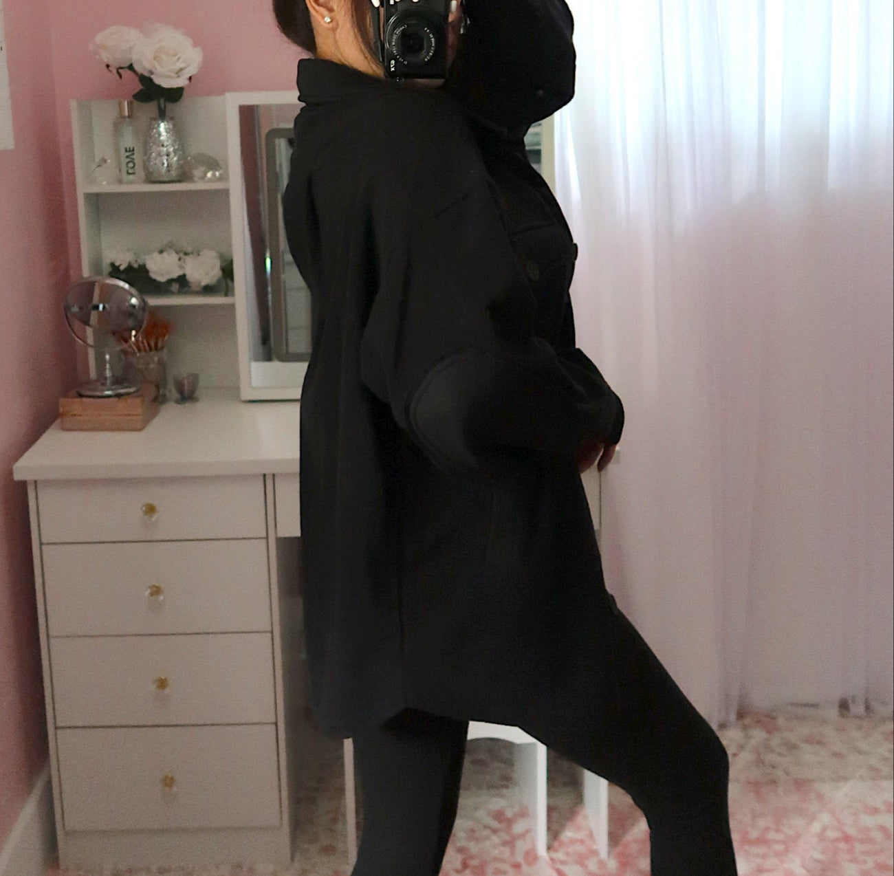 Oversized Fleece Shacket - Black