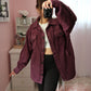 Oversized Fleece Shacket - Plum