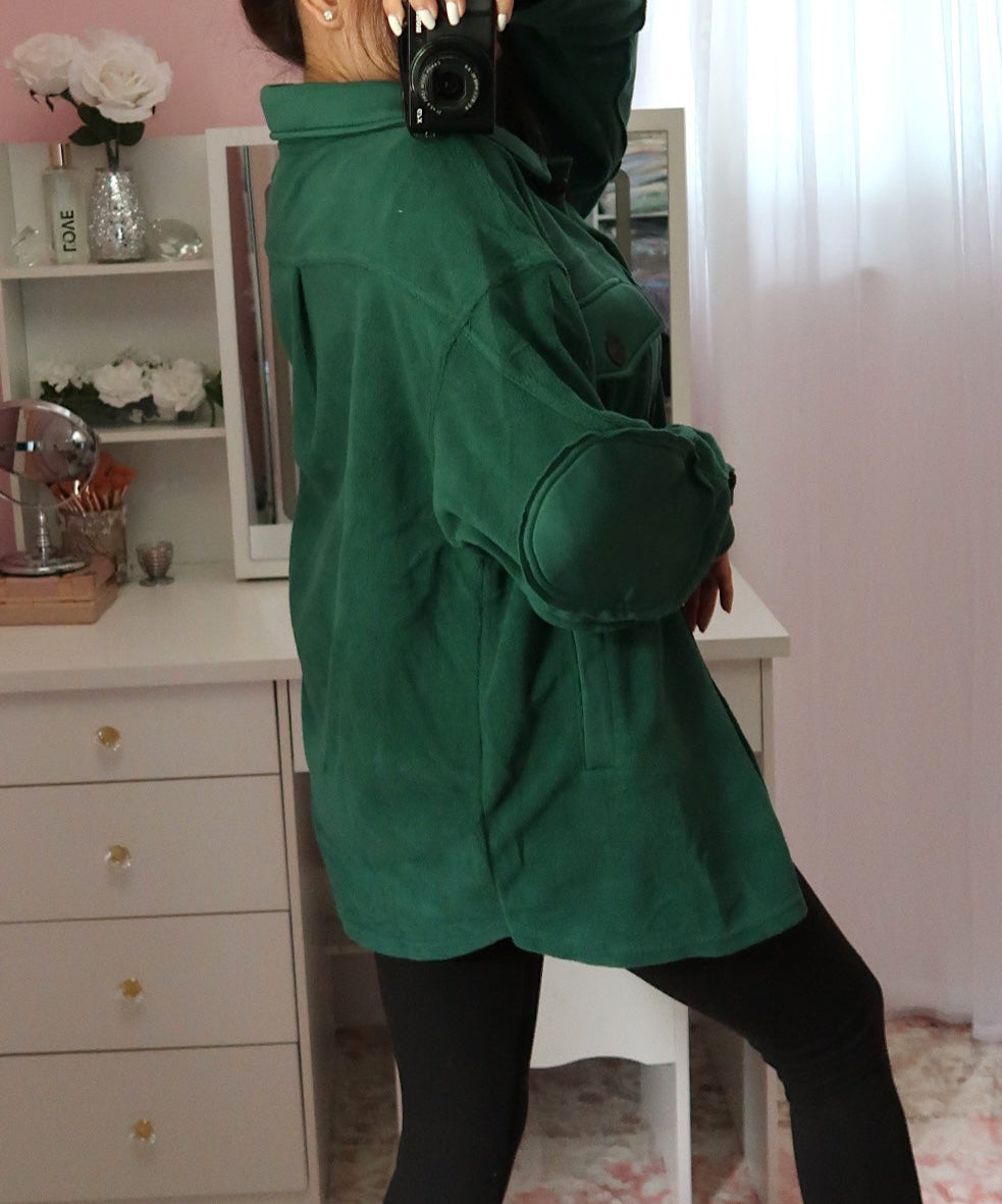 Oversized Fleece Shacket - Green