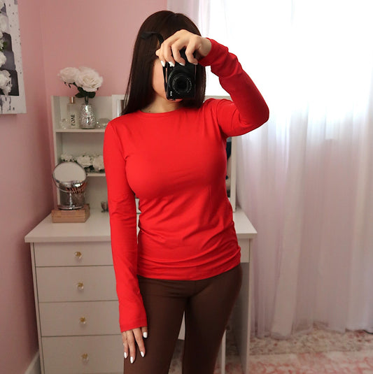 Perfect Button Long Sleeve - Ruby