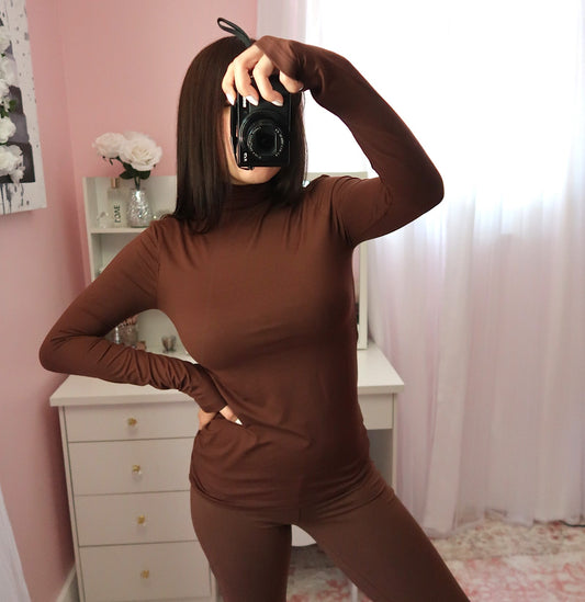 Butter Turtleneck Top - Chocolate