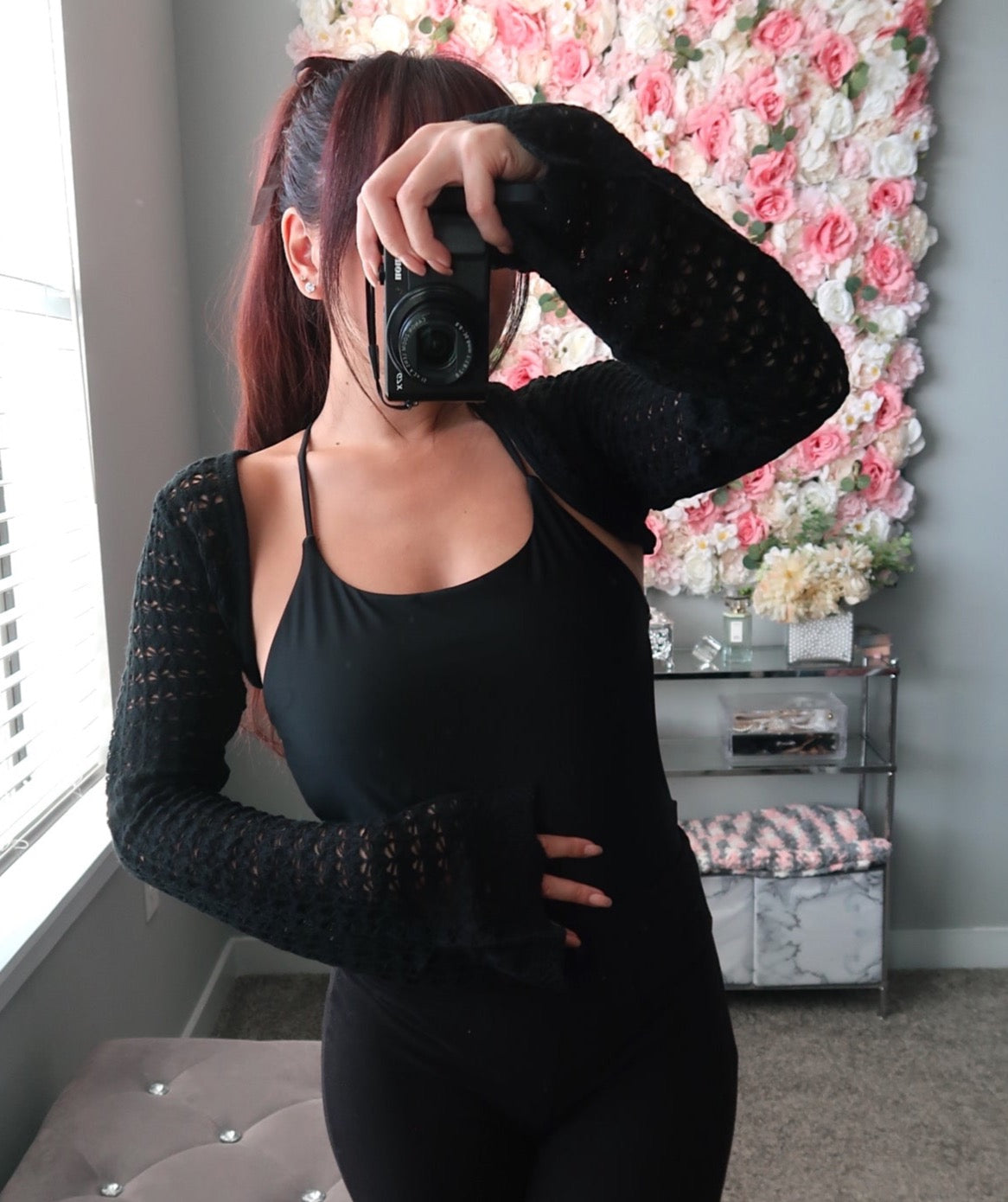 Crotchet Knit Bolero - Black