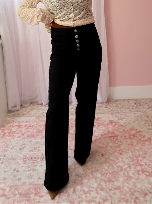 High Rise Stretch Button Jeans