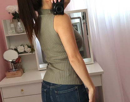 Mock Neck Sweater Top - Sage