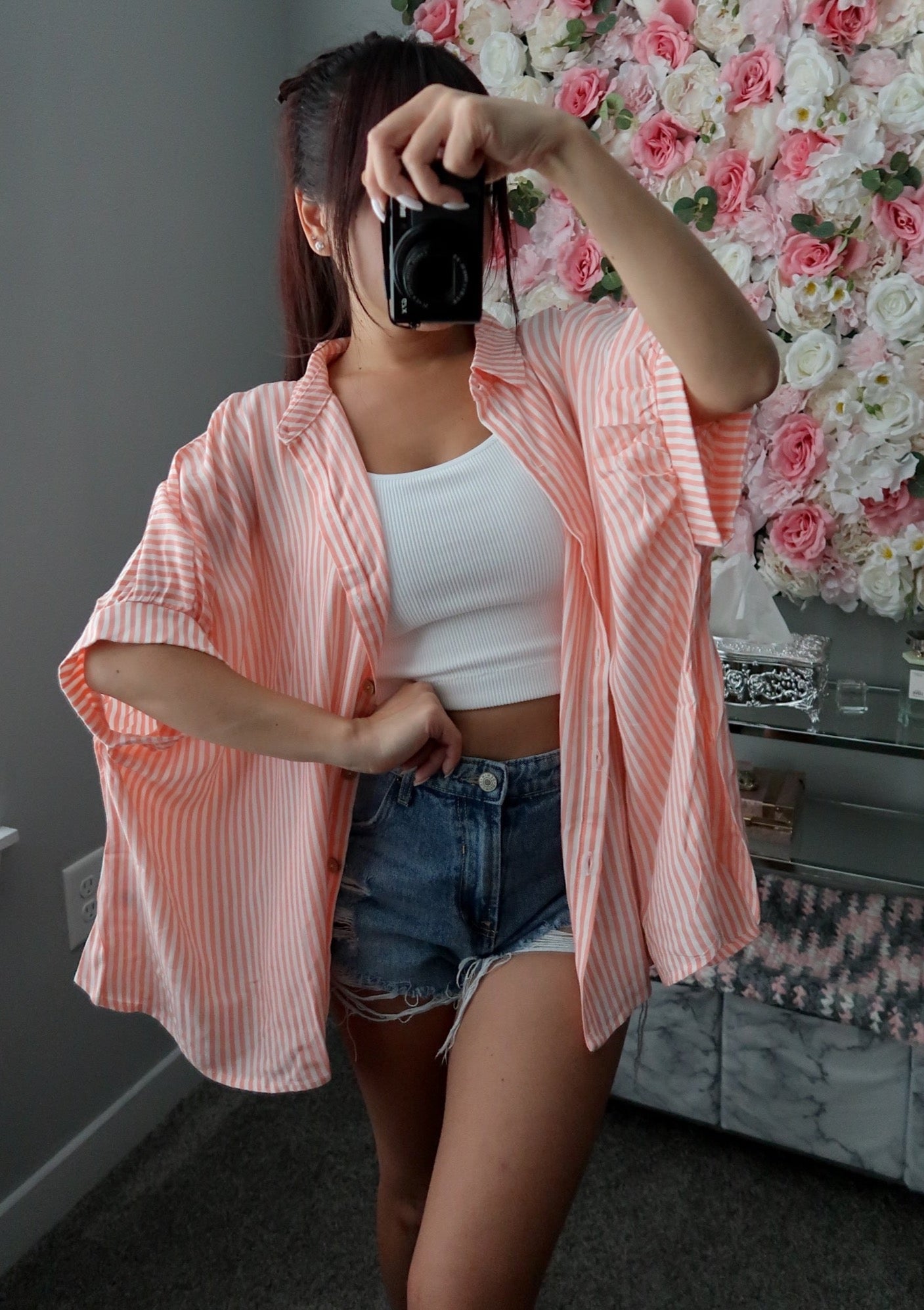 Monse Button Top - Coral