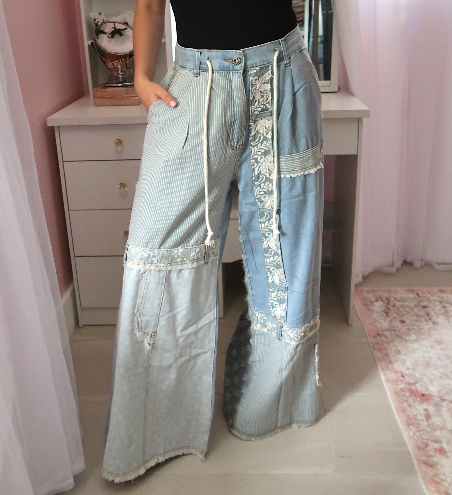 Pinstripes and Floral Jean