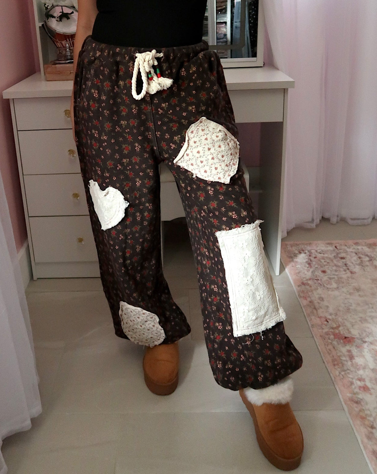 Red and Pink Floral Joggers