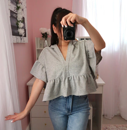Ruffle Cropped Hoodie (Large)