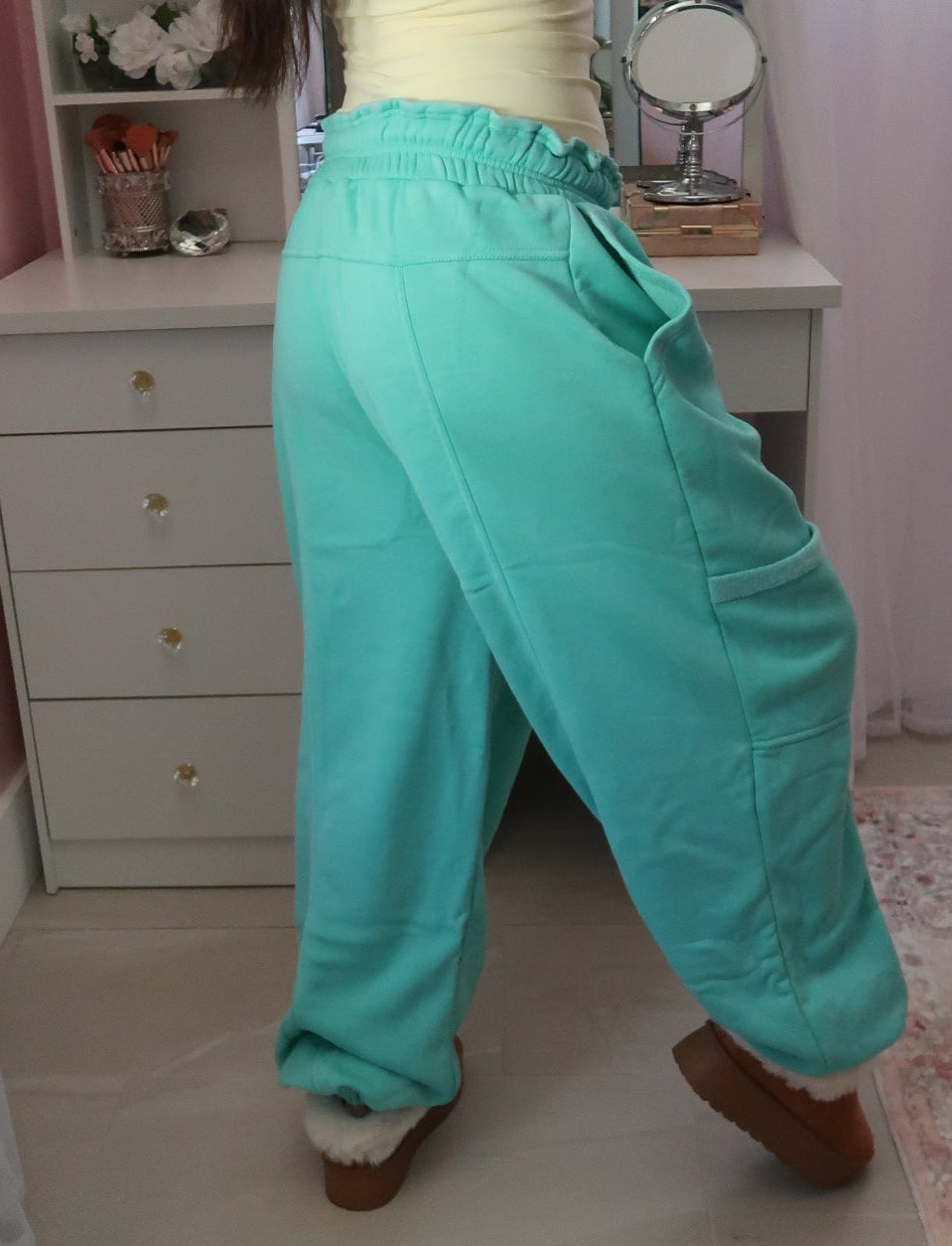 Cute Waist Joggers - Turquoise