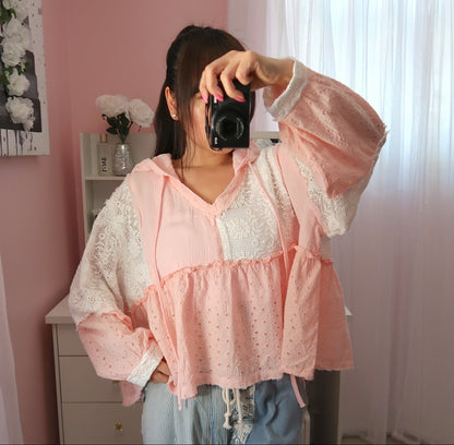 Babydoll Hooded Top - Pink