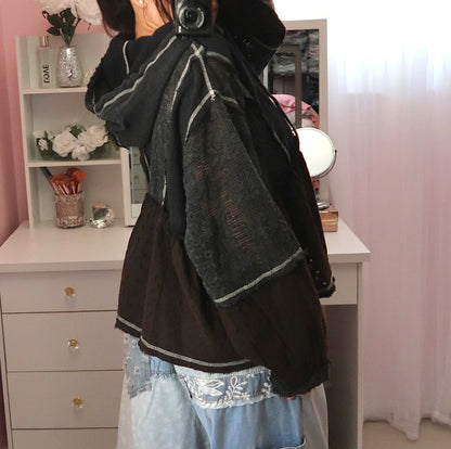 Babydoll Hooded Top - Black