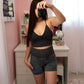 Vintage Wash Active Shorts + Bra Top - Black