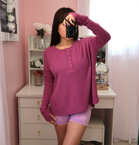 Waffle Long Sleeve - Plum