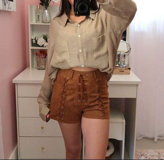 High Waist Suede Shorts