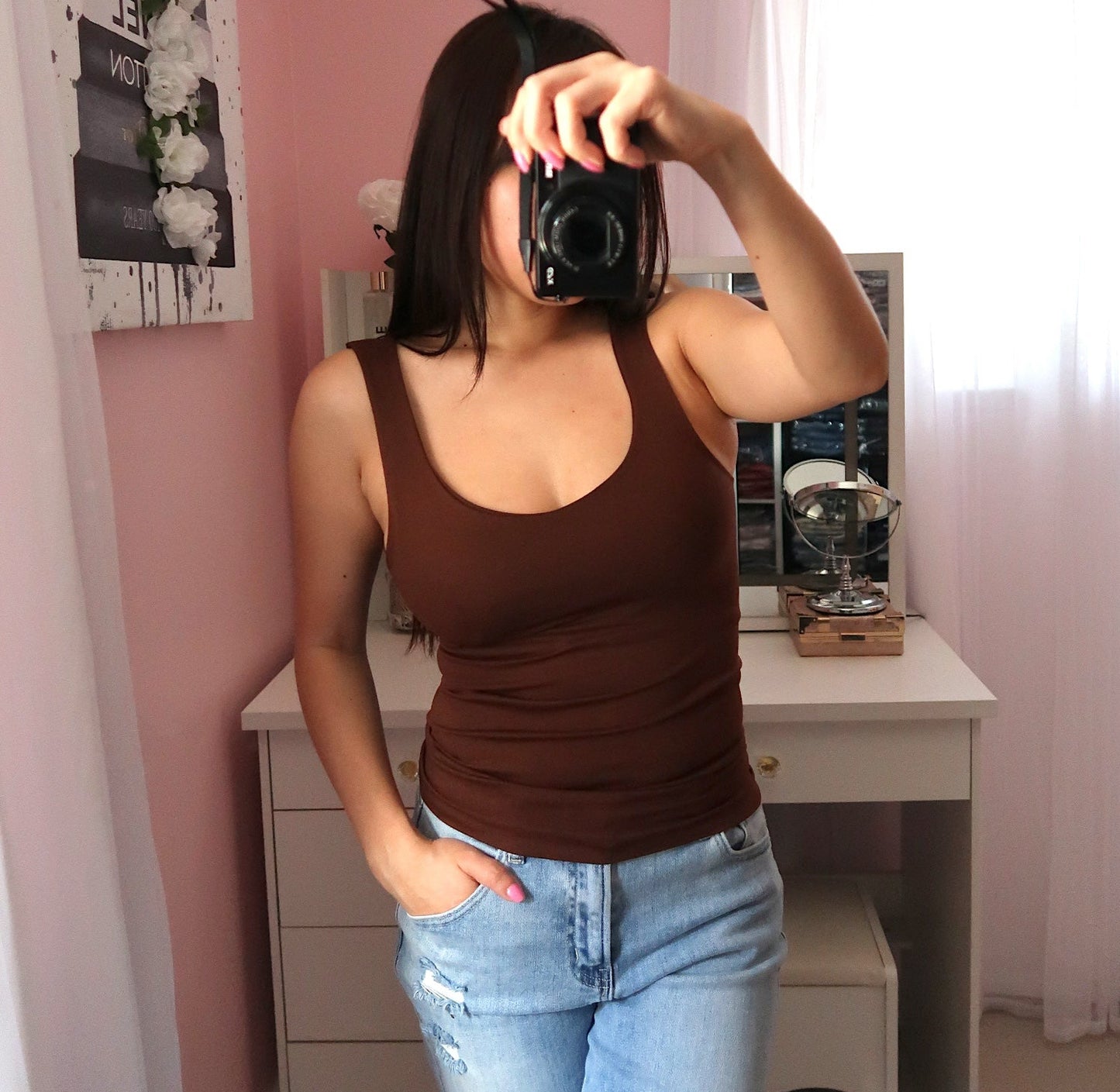 Seamless Long Tank with built-in (6 colors available)