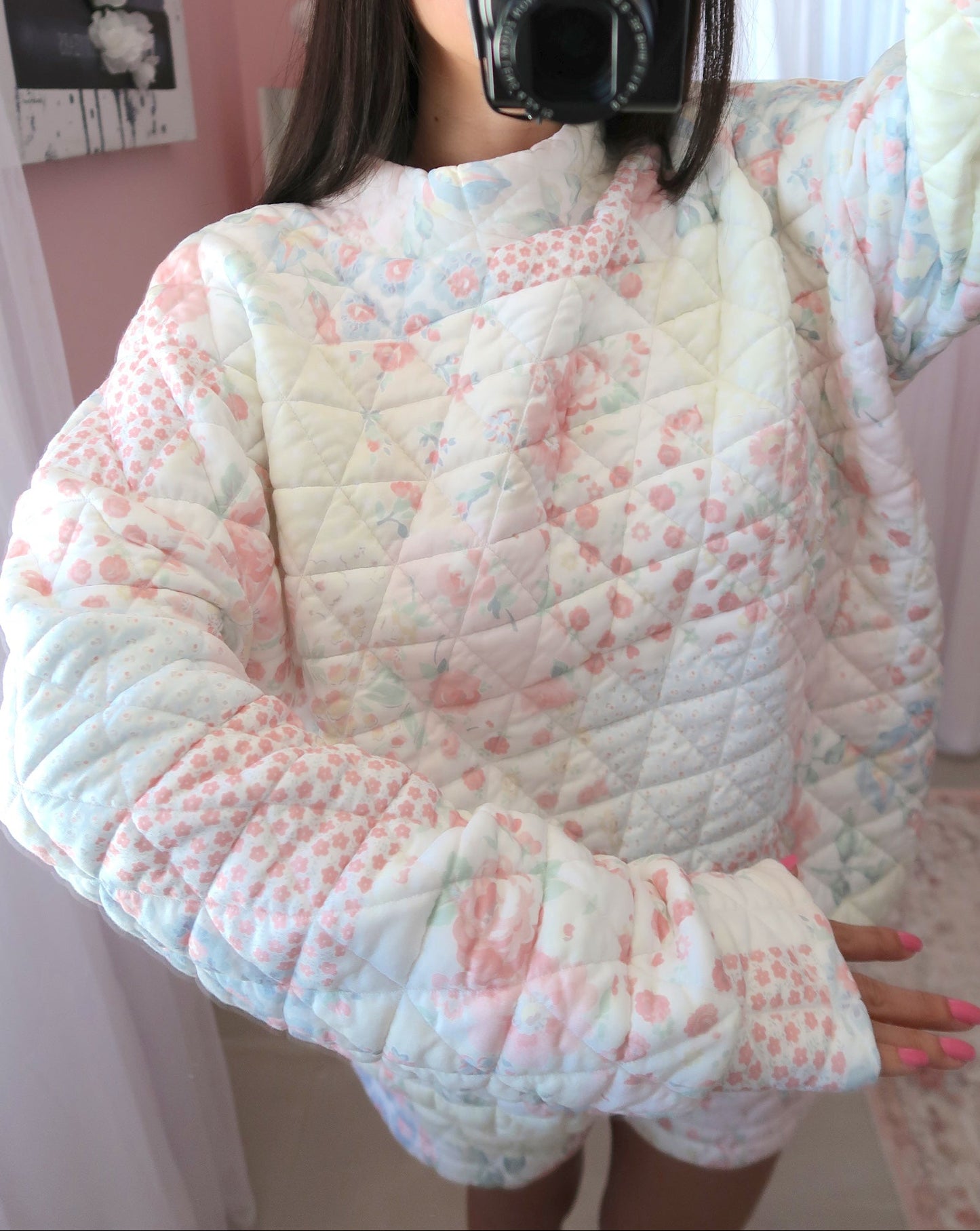 Quilted Pastel Mockneck Sweater