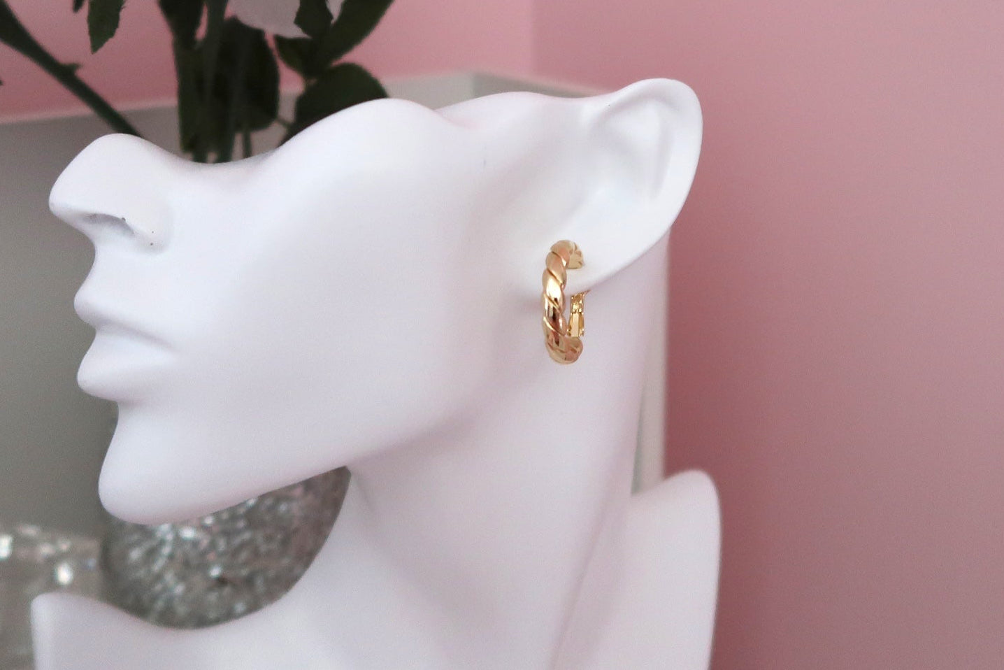 14K Gold Dipped Flat Twisted Hoops