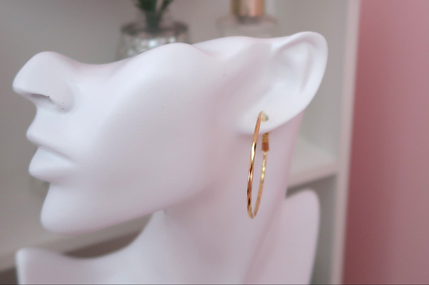 14K Gold Dipped Large Thin Twisted Hoops