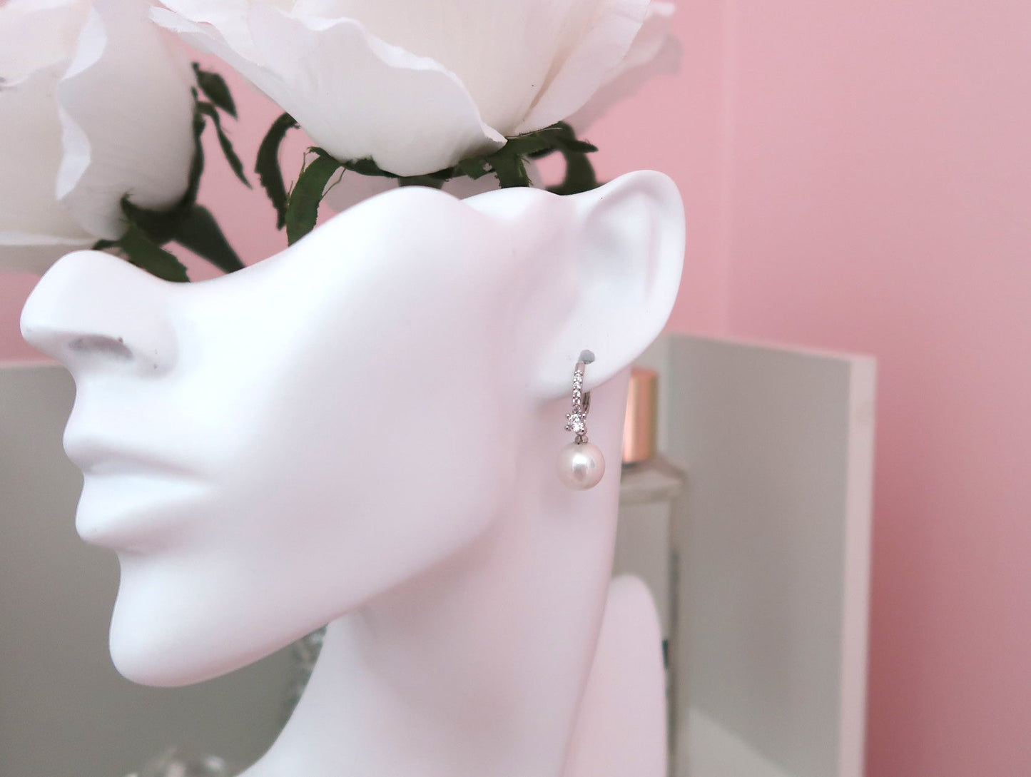 Gold Dipped Pearl Drop Huggies (2 colors available)