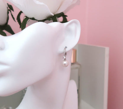 Gold Dipped Pearl Drop Huggies (2 colors available)