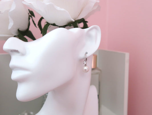 Gold Dipped Pearl Drop Huggies (2 colors available)