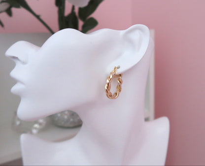 18K Gold Filled Twisted Hoops