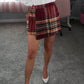 Lana Plaid Skort - Burgundy/Camel