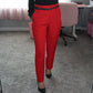 Office Pant With Belt - Red