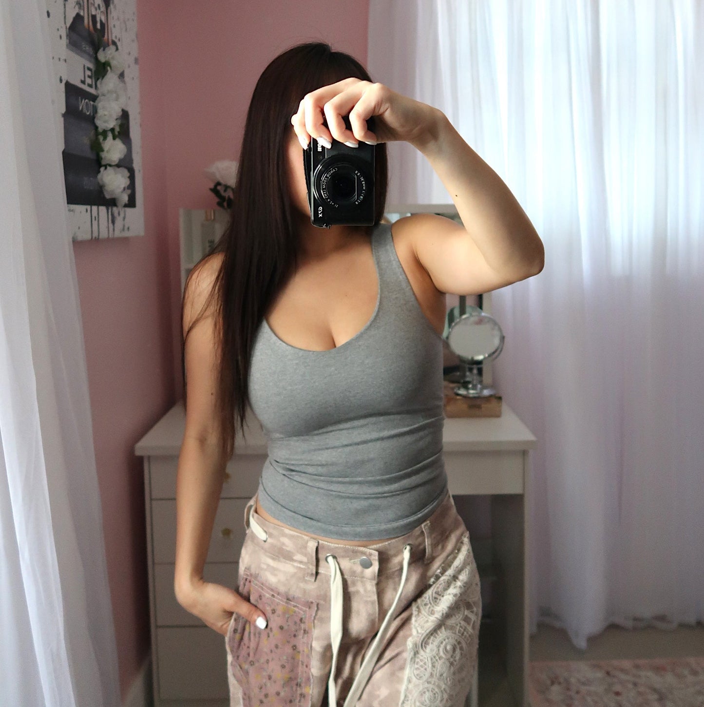 Seamless Long Tank with built-in (6 colors available)