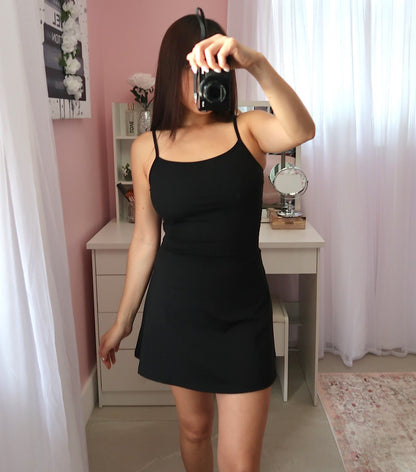 Active Dress With Built-in Shorts - Black