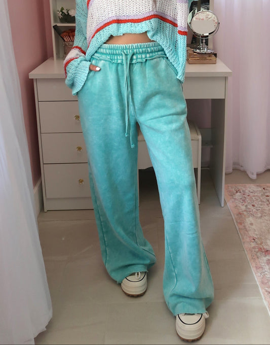 Vintage Wash Sweatpants - Turquoise