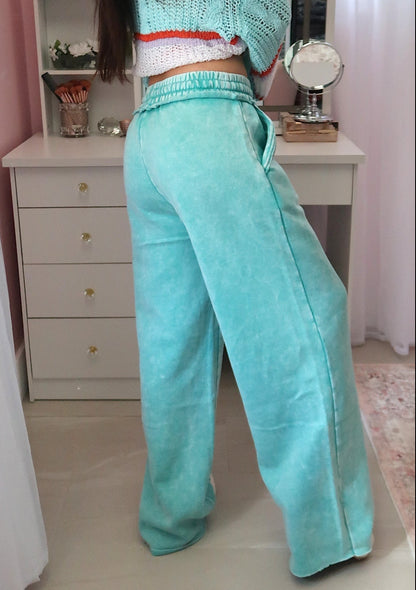 Vintage Wash Sweatpants - Turquoise