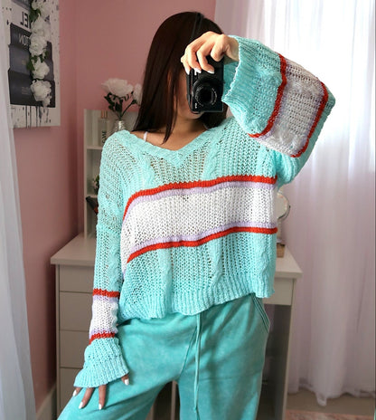 Varsity Summer Top - Ocean Blue