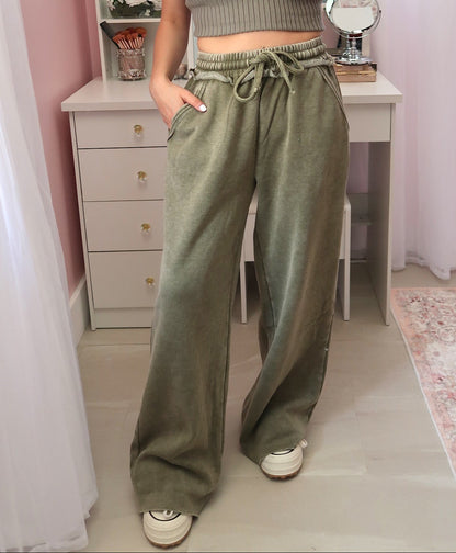 Vintage Wash Sweatpants - Olive