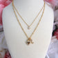 Heart + Key Double Necklace - 14K Gold Dipped