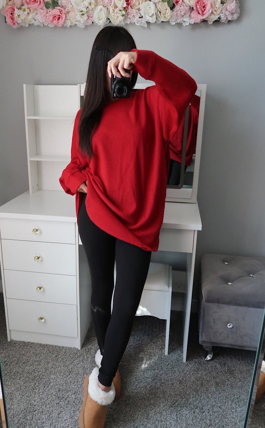 Soft Brushed Sweater - Red