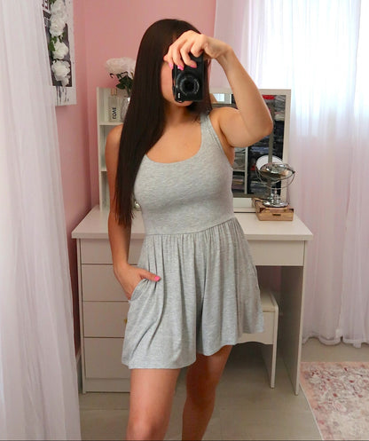 Mini Tank Romper - Grey