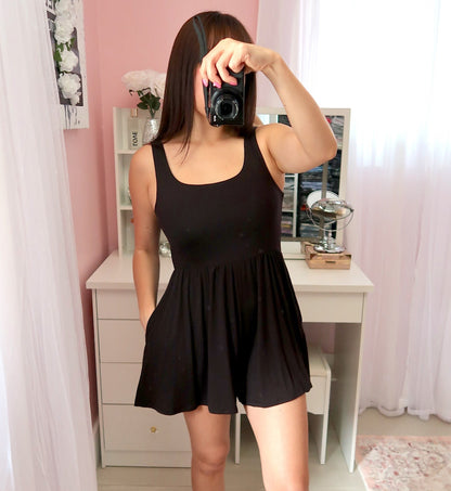 Mini Tank Romper - Black