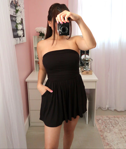 Mini Tube Top Romper - Black