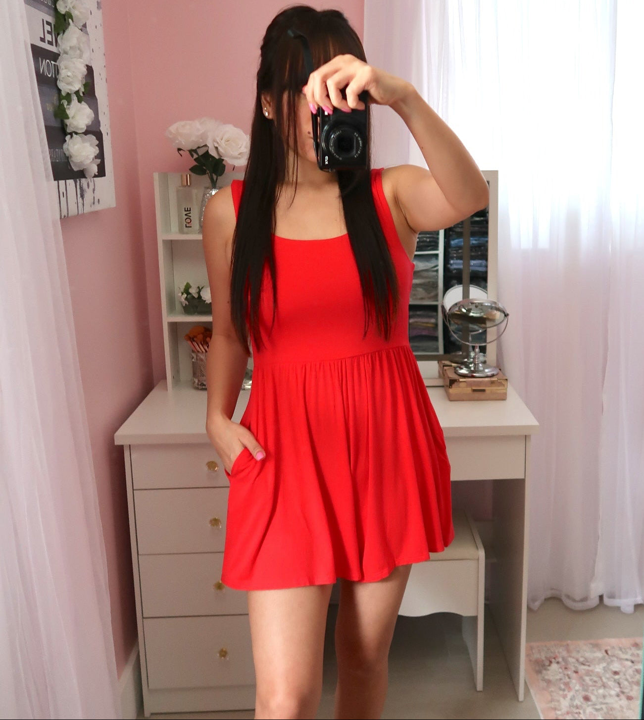 Mini Tank Romper - Red