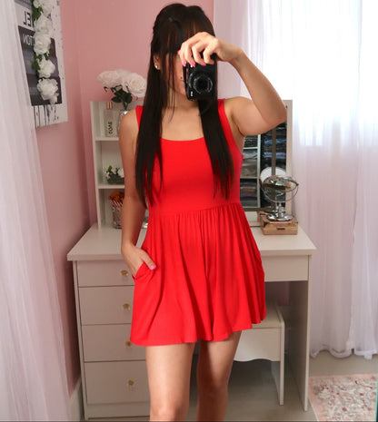 Mini Tank Romper - Red
