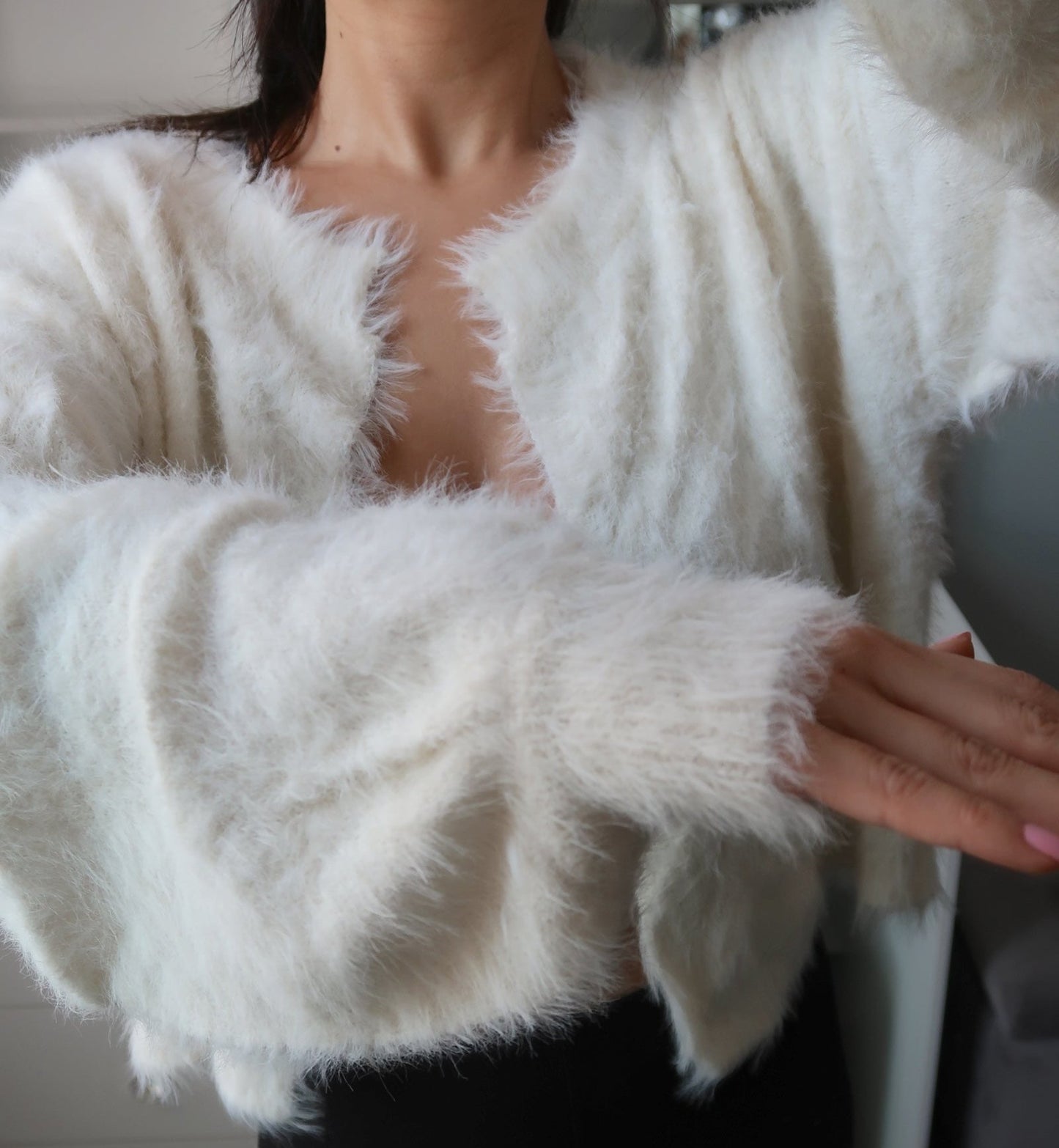 Feather Soft Open Cardigan - Ivory