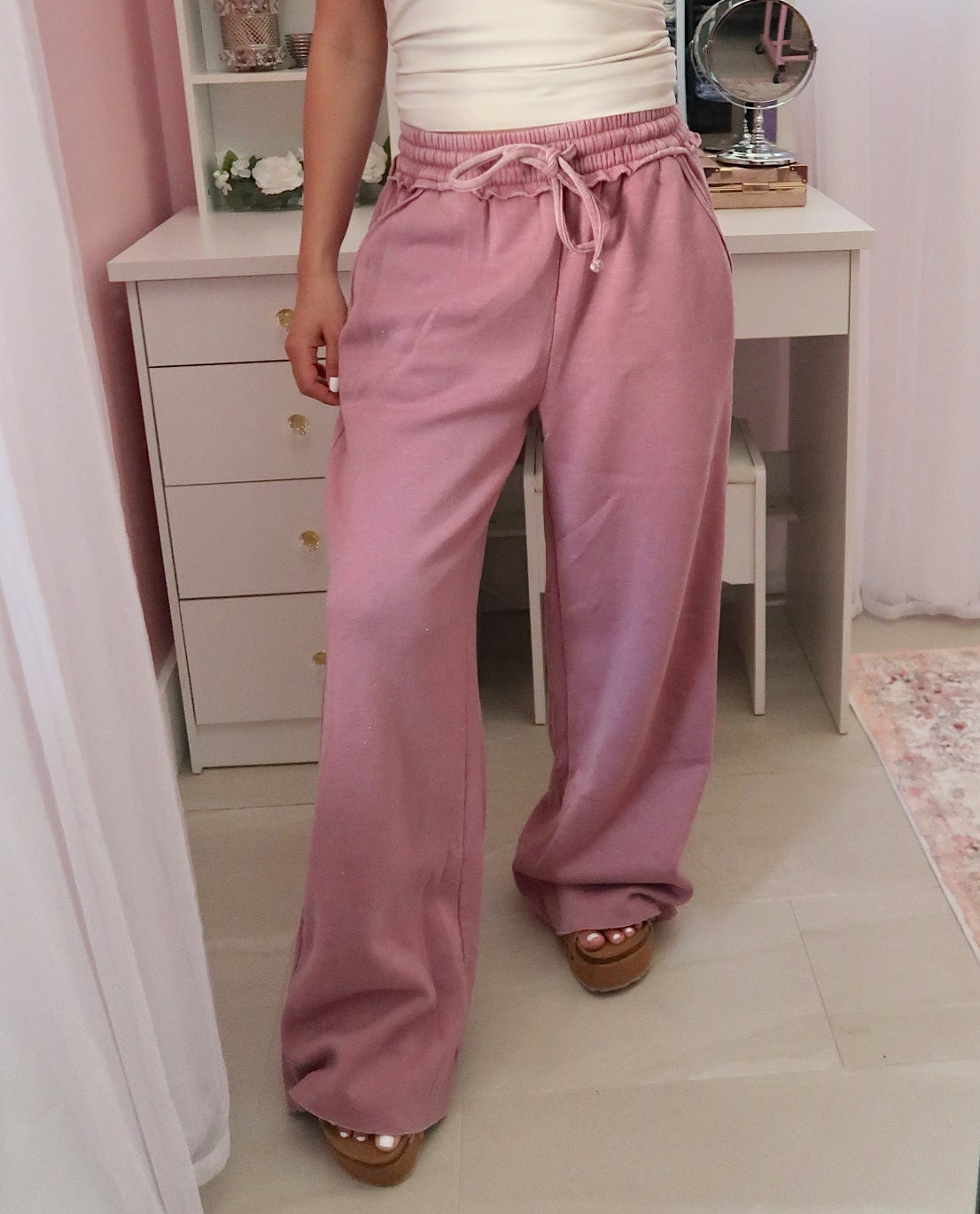 Vintage Wash Sweatpants - Rose