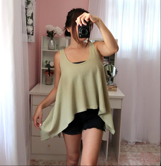 Waffle Trapeze Top - Sage