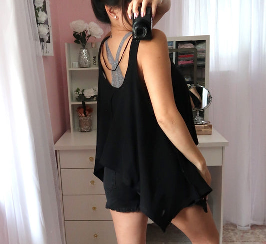Waffle Trapeze Top - Black