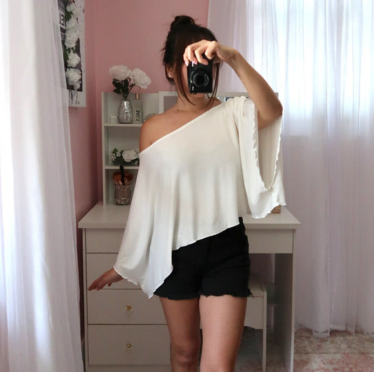 Y2K Shoulder Top - Ivory