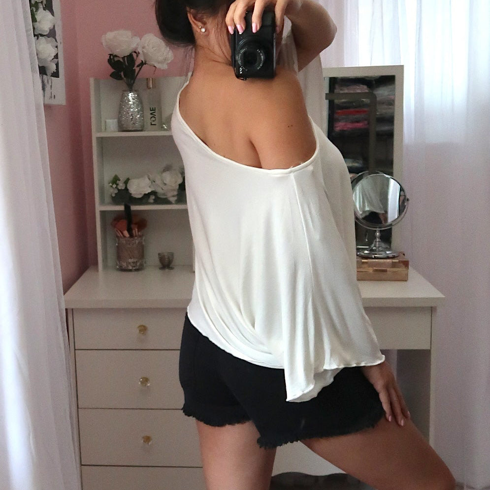 Y2K Shoulder Top - Ivory