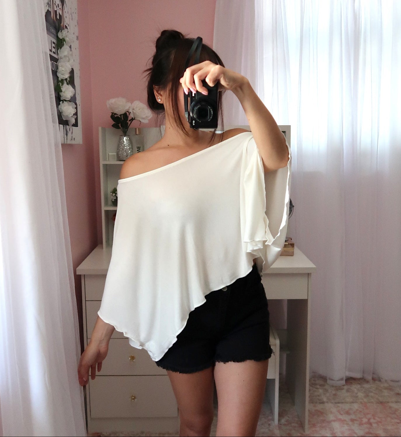 Y2K Shoulder Top - Ivory